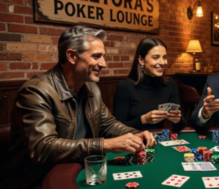 Guests playing poker together around a green-felt table at Keletora.